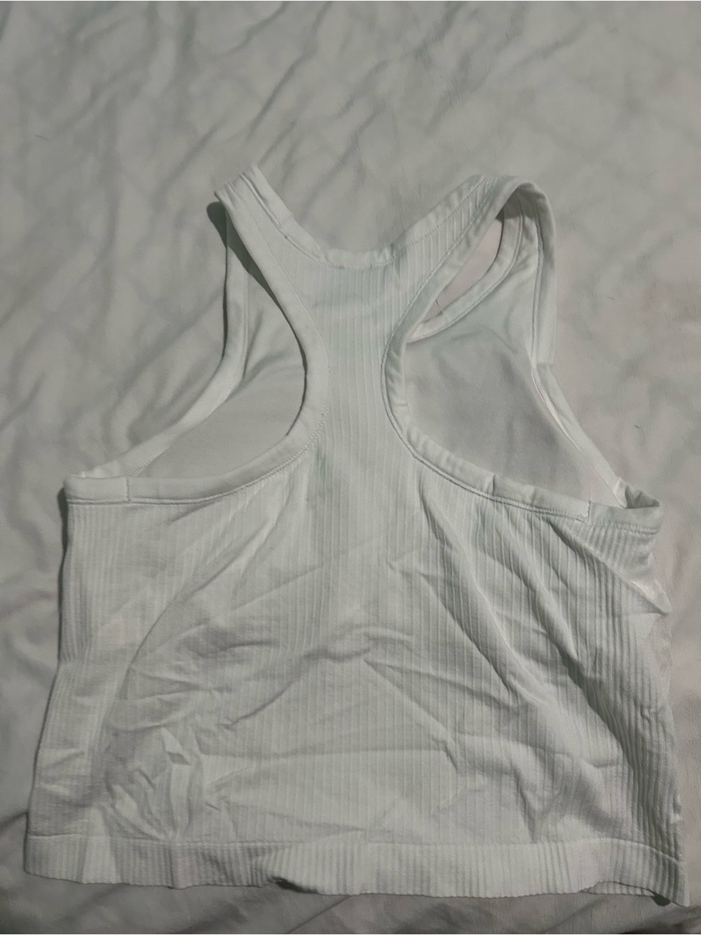 White Ribbed Racerback Crop Top - Unbranded - Picture 3 of 3